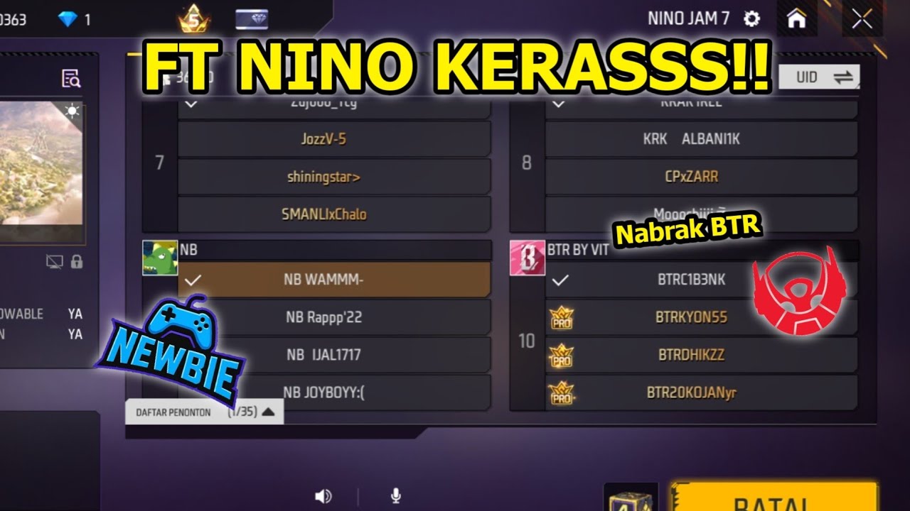 FT NINO NABRAK ABANG ABANGAN SEA GESS!! KERAS BANGET MUSUHNYA GELOO!! - FREE FIRE