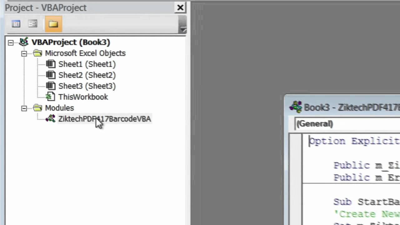 How to use Ziktech PDF417 Barcode Font Solution in Excel