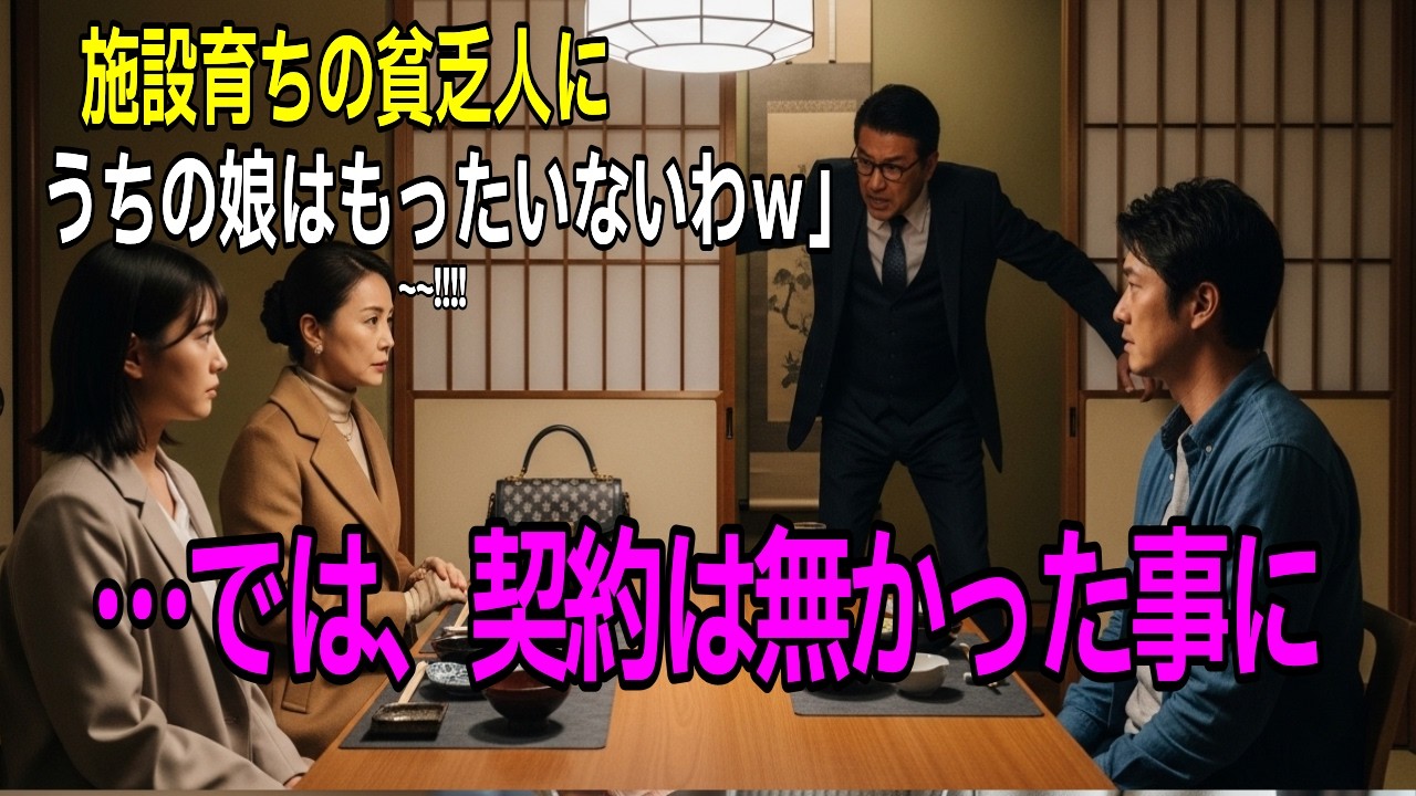 【感動する話】施設育ちの貧乏人に娘はもったいないわｗ」とお見合いで侮辱した大手リゾート一家、直後に温泉地の契約即破棄で会社ごと叩き潰された件【朗読】