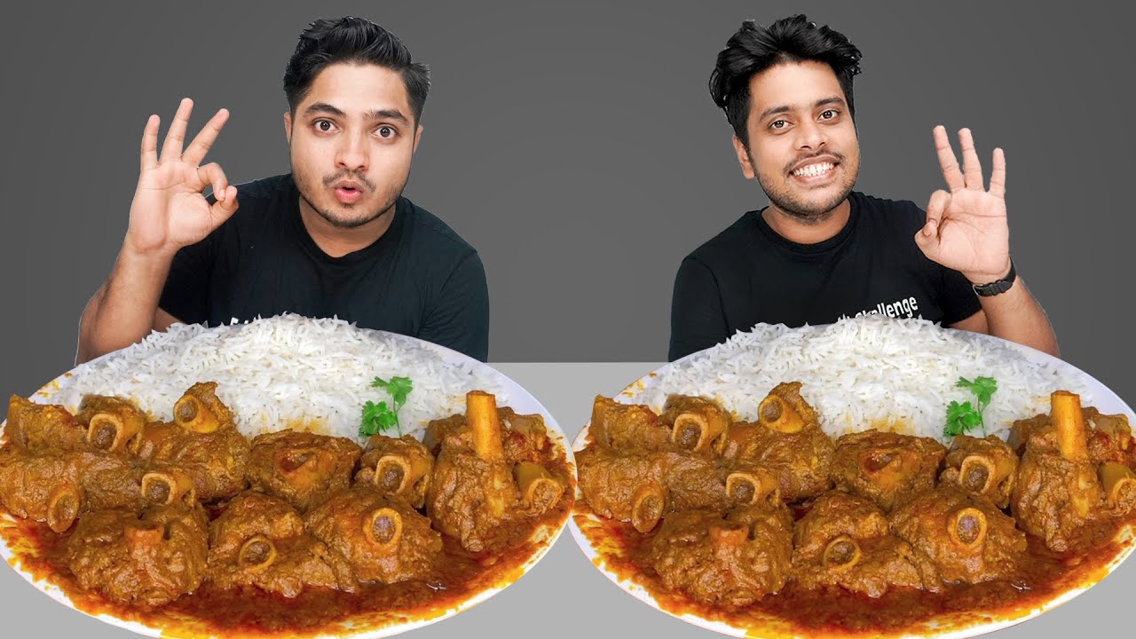 SPICY MUTTON CURRY AND RICE EATING CHALLENGE | Mutton Curry Eating | Friends Food Challenge