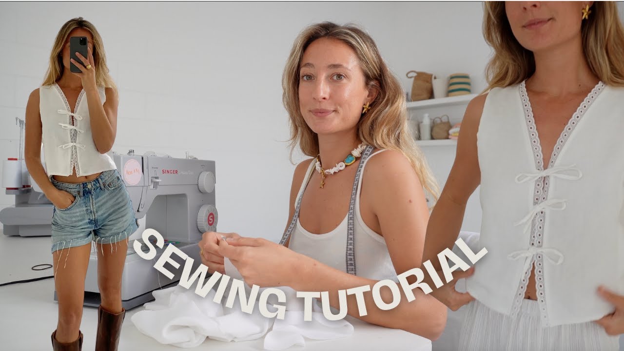 Piper Top Sewing Tutorial - cute tie front top with lace details