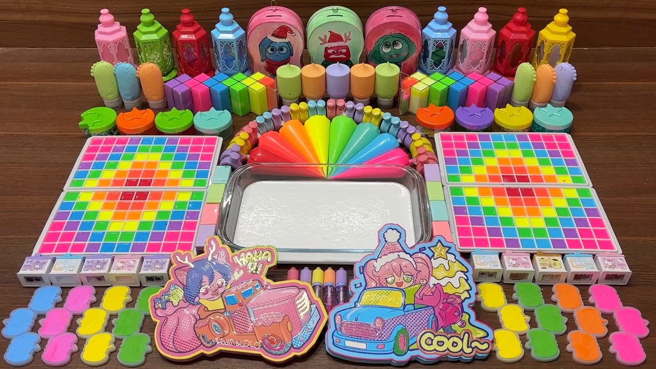 Slime Mixing Random Rainbow Glossy Slime | Makeup Mix-Ins & ASMR Sounds #161