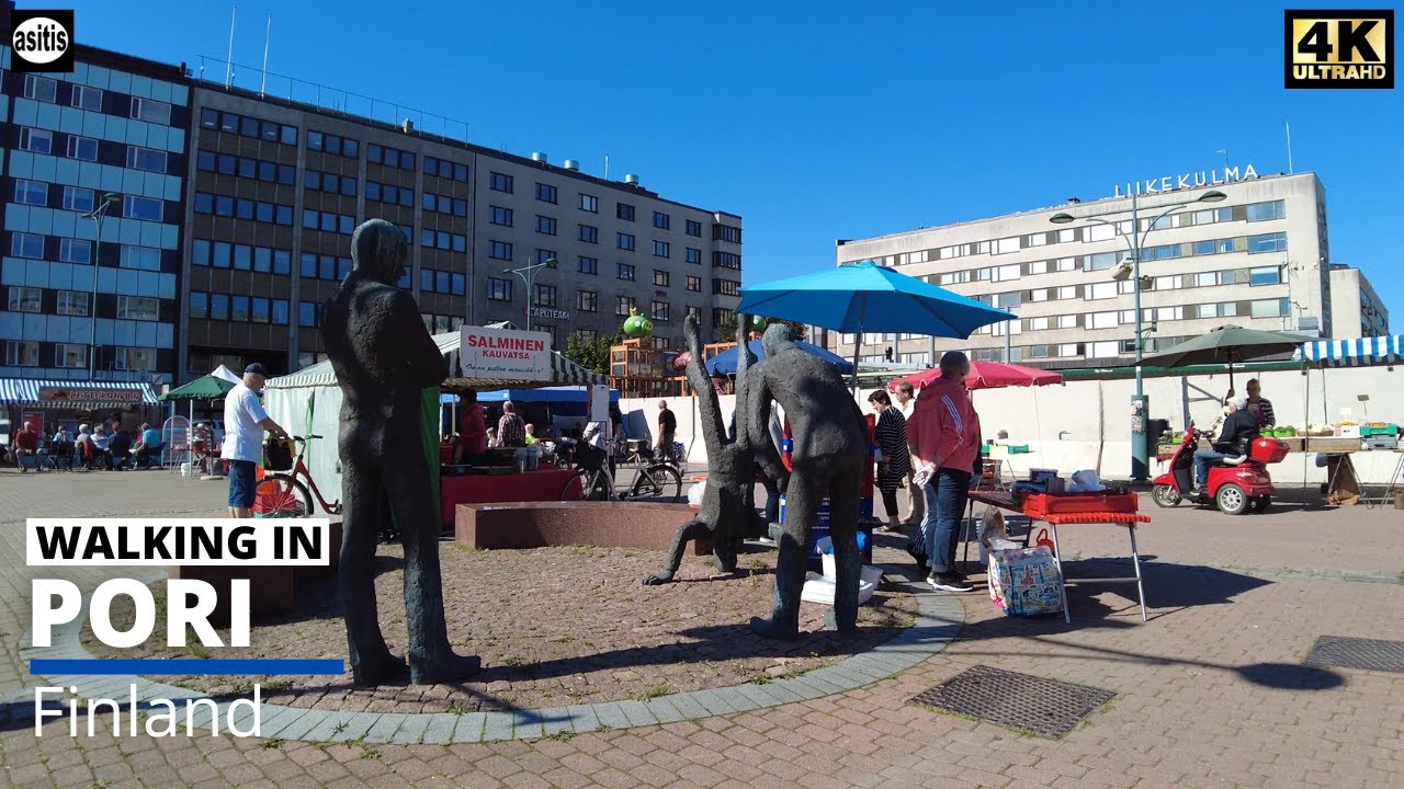 Walking in Pori Finland - Summer Morning Walk in the City Center (Aug 2021)