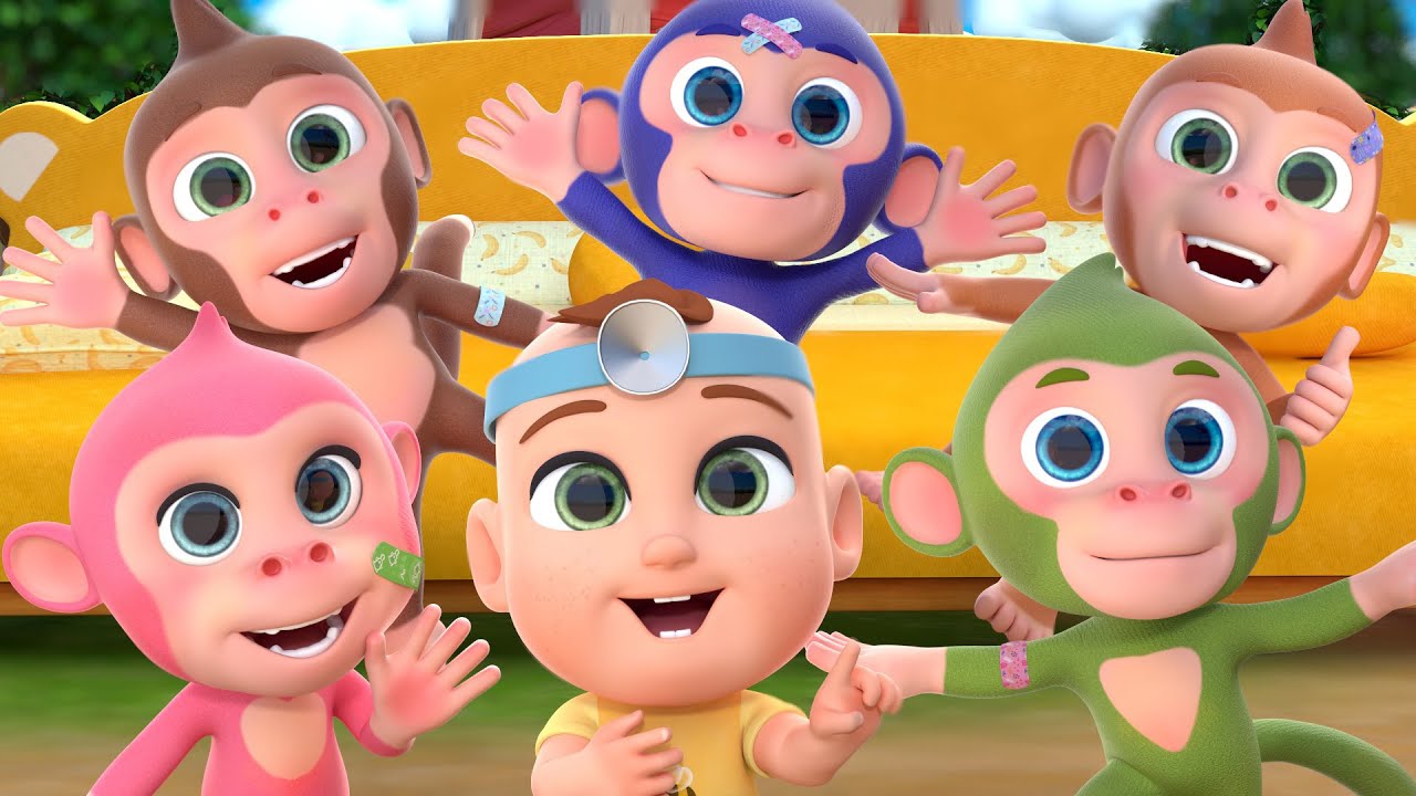 F&uuml;nf kleine Affen springen auf dem Bett + Mehr  Kinderreime und Kinderlieder von Lalafun