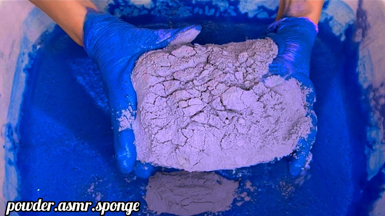 Purple powder and blue dye 💜💙 Asmr squeezing sponge