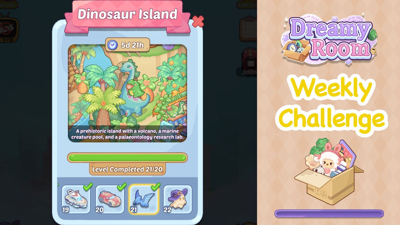 【Dreamy Room】Weekly Challenge Level 21 Dinosaur Island #gameplay #walkthrough #asmr