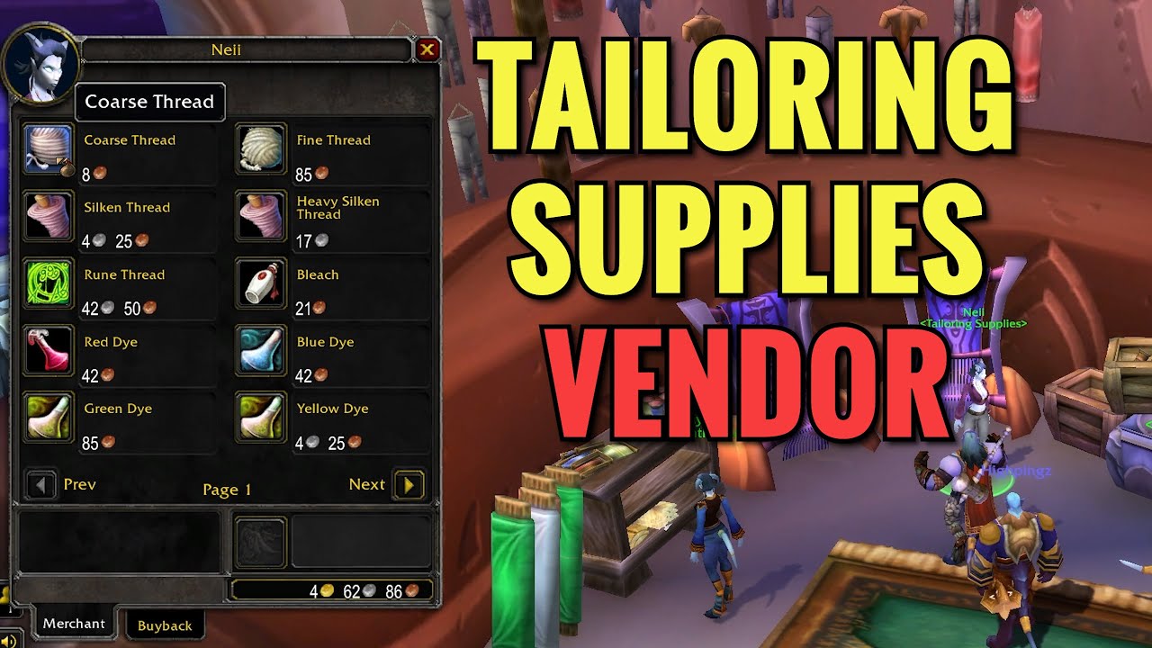 Exodar Tailoring Supplies Vendor Location (WoW TBC)