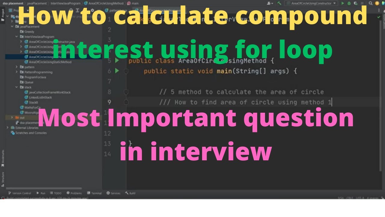 How to calculate compound interest using for loop | Most Important asked question in interview