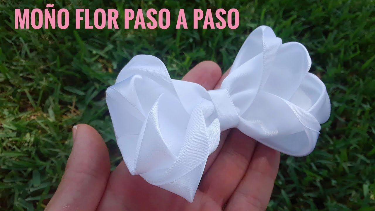 Paso a paso moño flor para niñas, hecho con listón de satin | DIY  Ribbon Hair Bow | Laço de fita