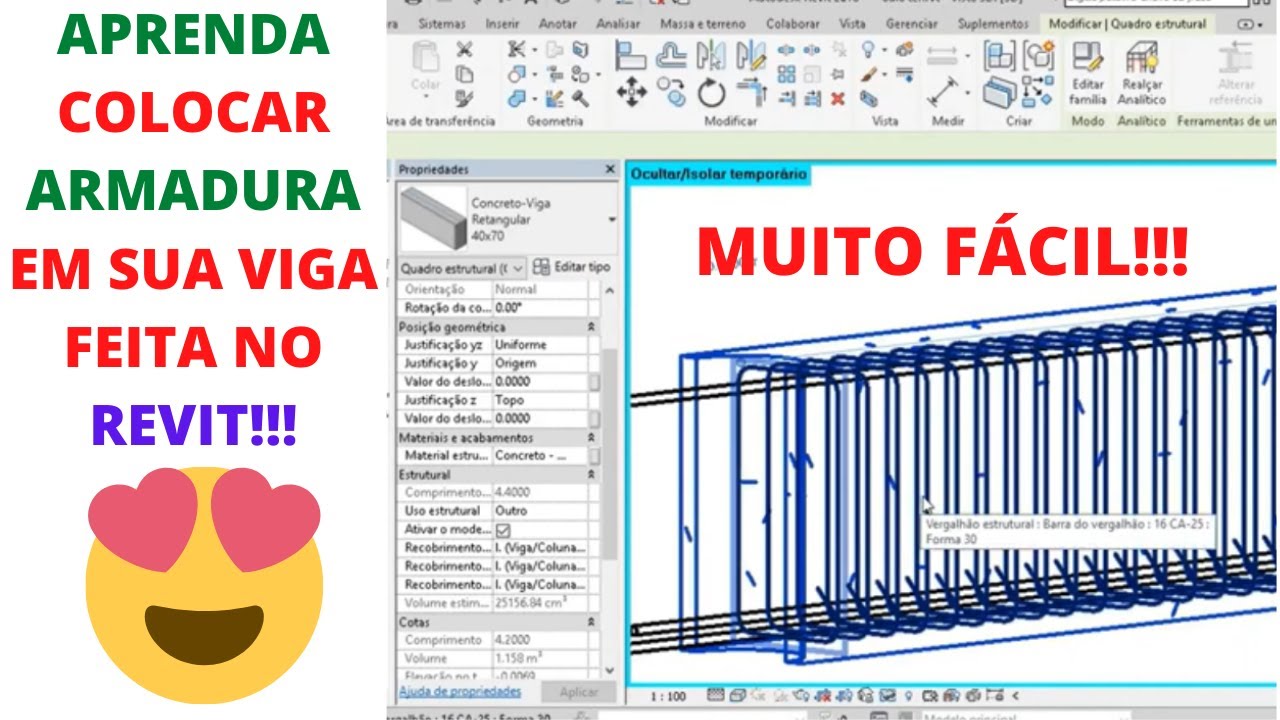 REVIT ESTRUTURAL AULA 10  ARMADURA VIGAS