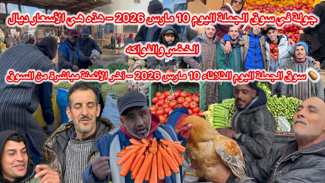 من قلب سوق الجملة: أثمان الخضر والفواكه اليوم الثلاثاء 10 مارس2026🍓🫑🍉🥕🥭🥦🧅🌶️🍏🍅🚛