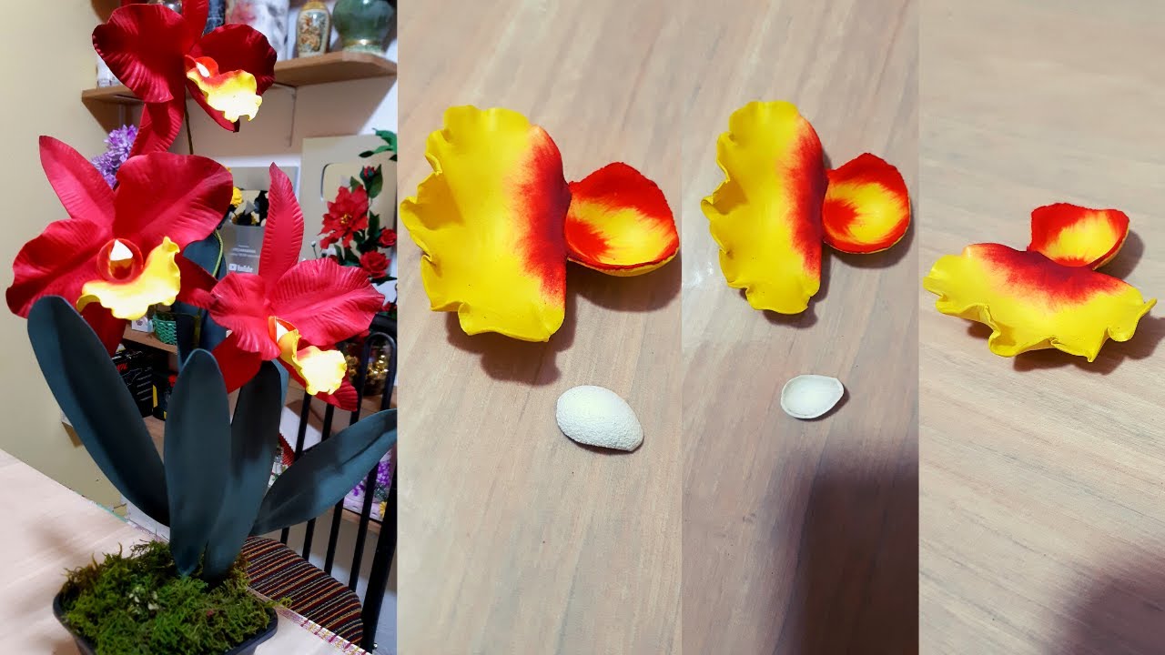 Como  moldar o miolo da orquidea vermelha.