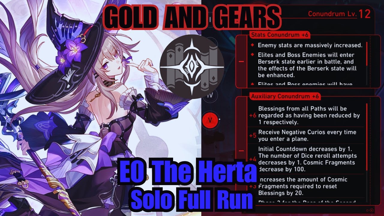 E0 The Herta Erudition Path Solo Gold and Gears Conundrum 12 Full Run | Honkai: Star Rail 3.0
