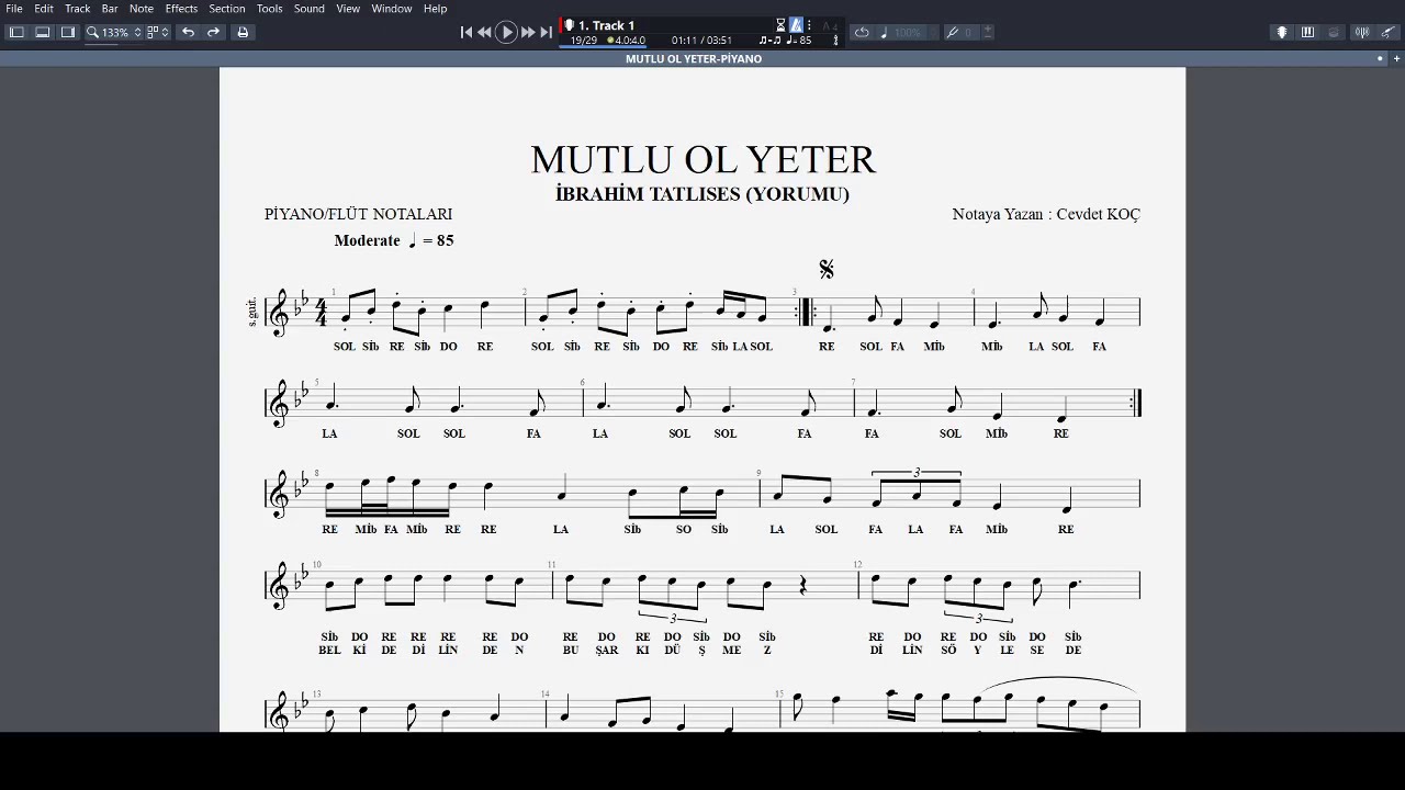 MUTLU OL YETER  - İBRAHİM TATLISES NOTA