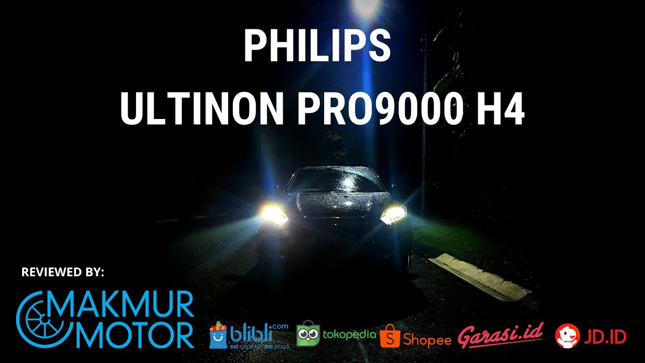 PHILIPS ULTINON PRO9000 H4 - REVIEW / UNBOXING & TEST JALAN SEWAKTU HUJAN