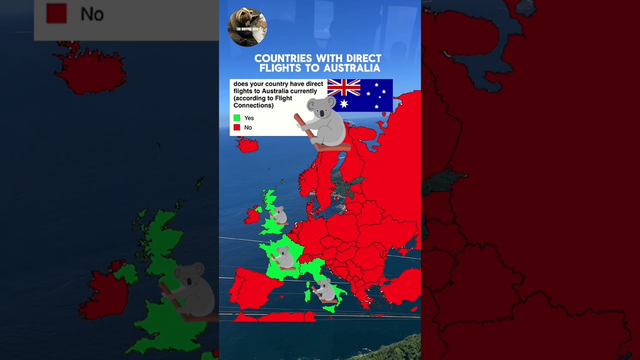 Countries in #europe with direct #flights to #australia #european #maps #mapping #map #uk #france