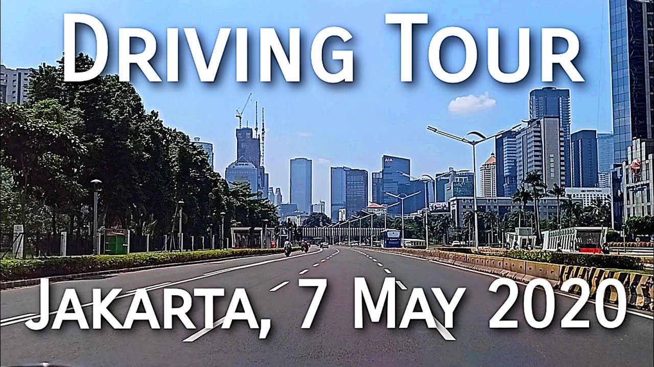Downtown City Tour Jakarta Sudirman. Suasana 2020. Nonstop driving tour. Capital of Indonesia.