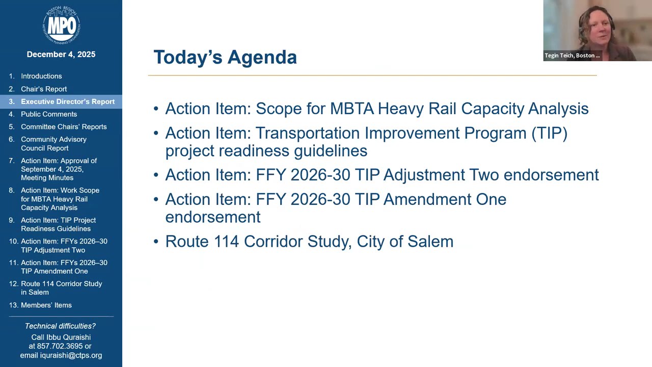 Boston Region MPO Board Meeting: December 4, 2025