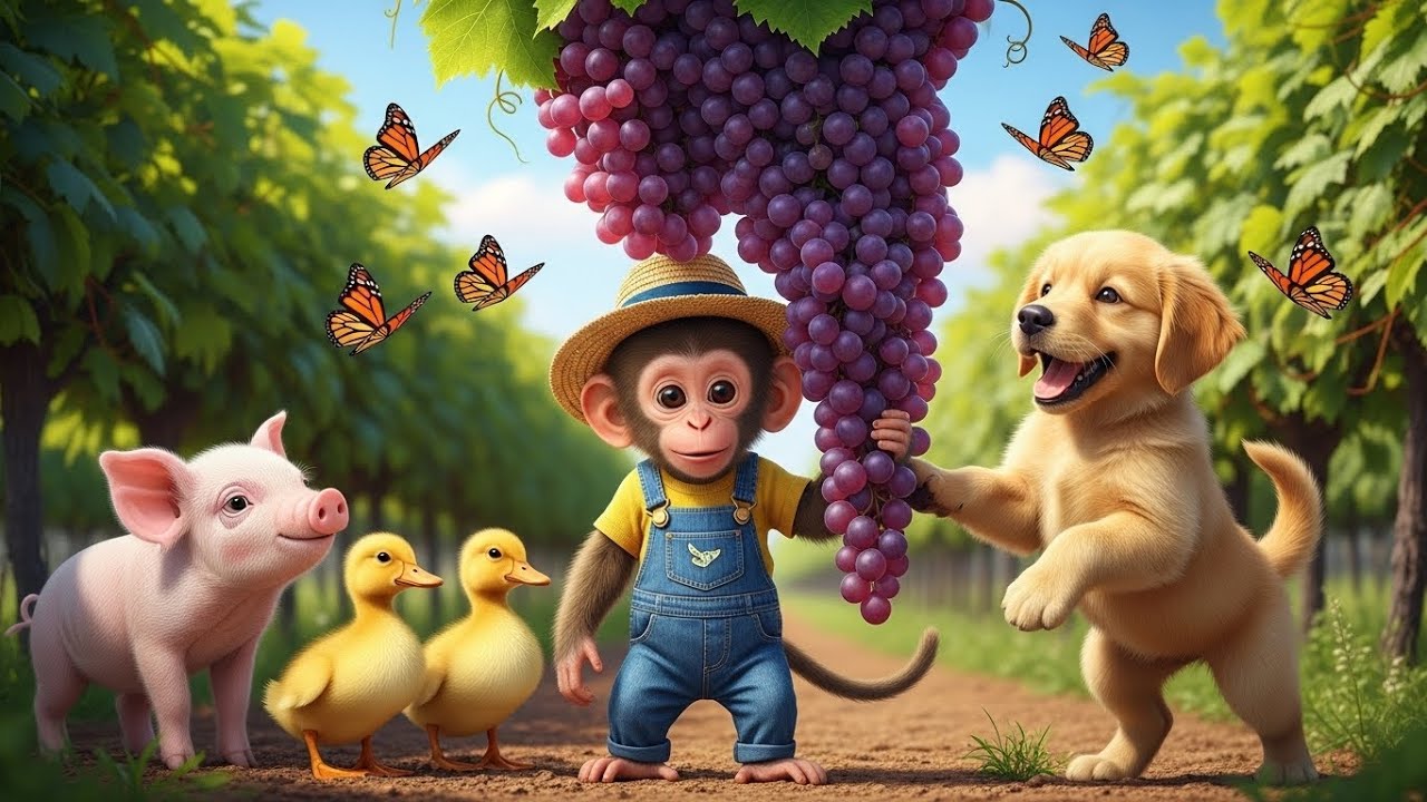 Monkey Nana Drives a Tractor to Find the Missing Duckling 🦆🚜  Adventure to Save a Lost Duckling