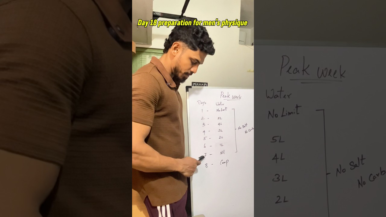 Day 18 | Peak week preparation for men’s physique competition tamil | water cut, Salt cut, carb cut