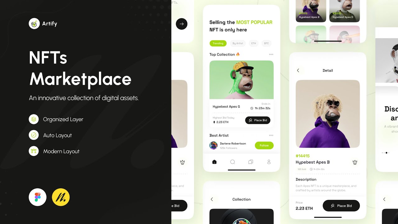 Design a NFT Marketplace App in Figma - UI Speed Design | Week - 36