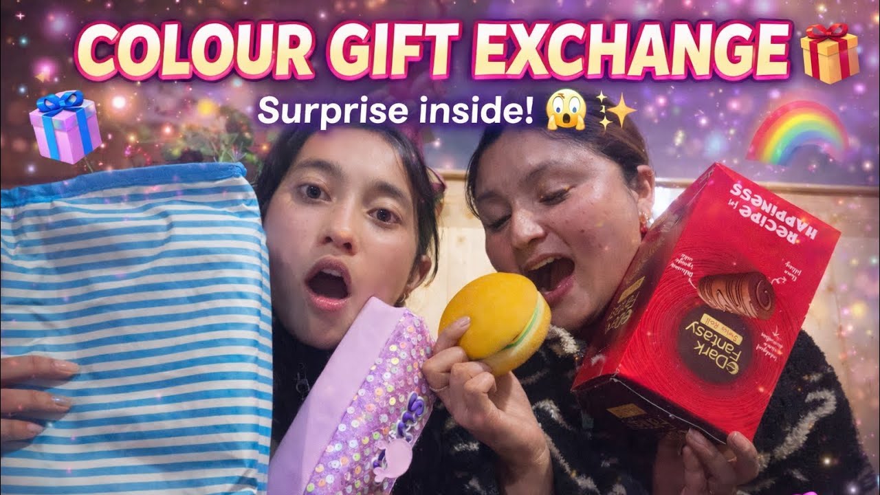 AGAIN COLOUR GIFT EXCHANGE CHALLENGE WITH LITTLE ONE 🩷🖤🤎💜🤍❤️🧡💚💛#ladakhivlogger #viralvideo🙏