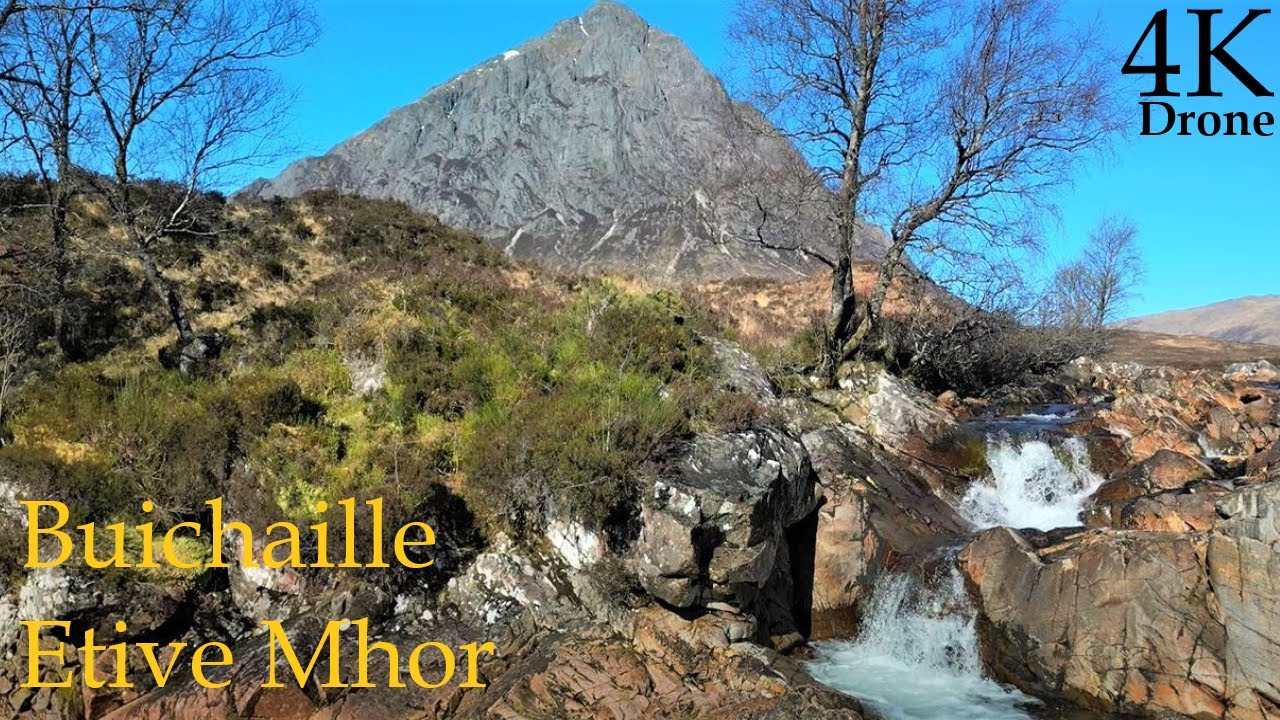 River Coupall waterfall and Buachaille Etive Mor, Highand Scotland - DJ MINI3 Pro 4K - April 2023