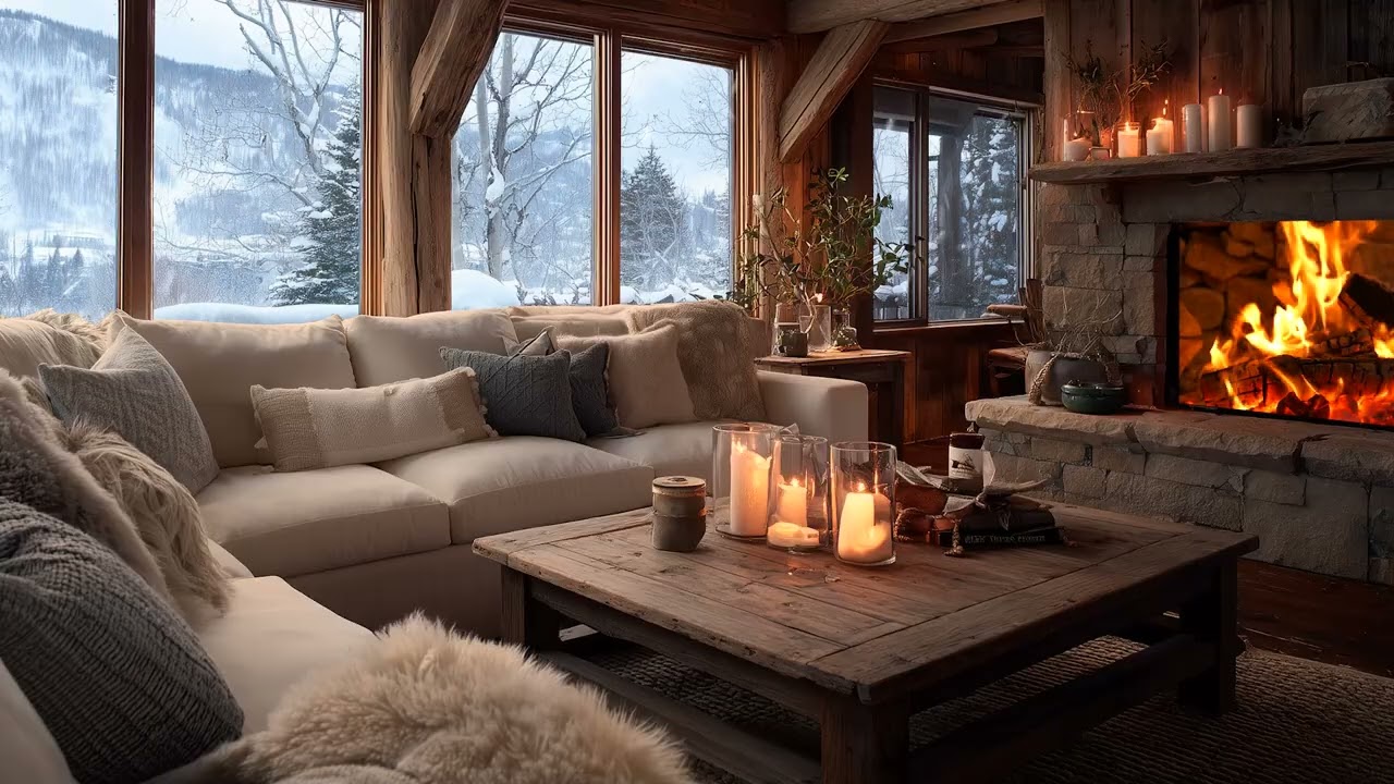 Cozy Room Winter Piano | Gentle Snowfall Outside | 2 Hours Deep Sleep & Calm Focus