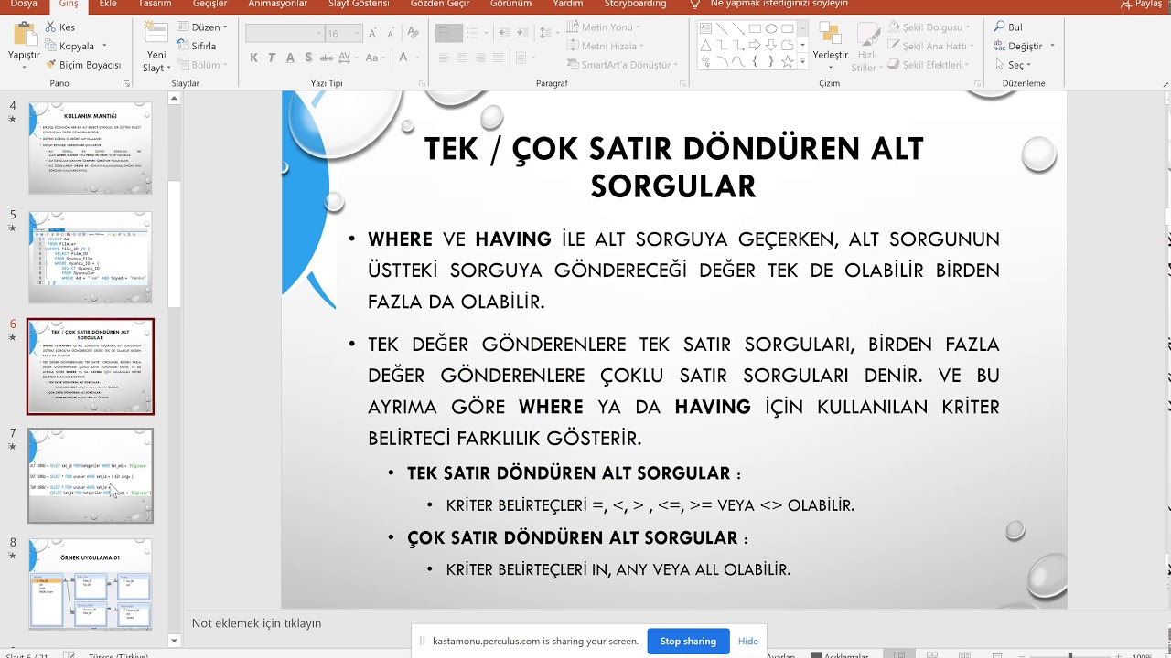 Veri Tabanı I - İç İçe Select Sorguları Mantığı