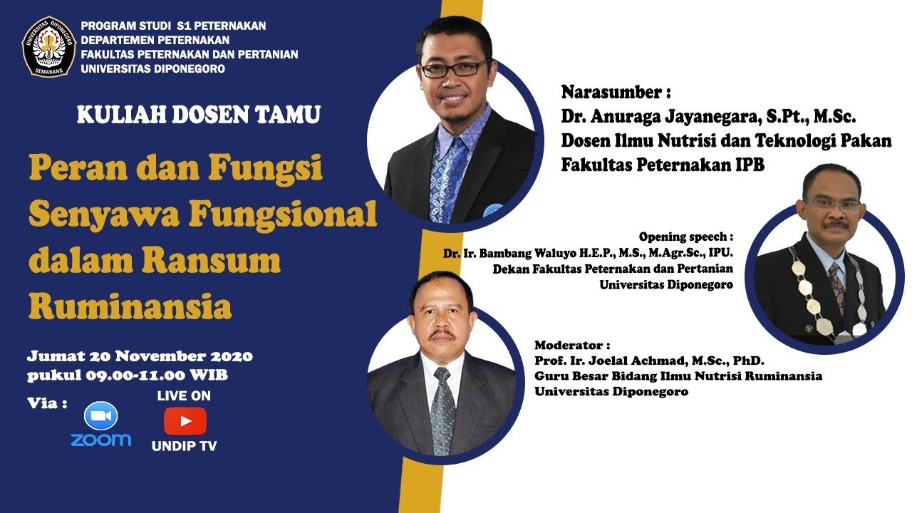 KULIAH DOSEN TAMU PRODI S1 PETERNAKAN FPP UNDIP | 20 NOV 2020