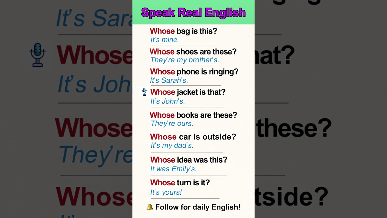 &ldquo;Whose&rdquo; Questions in Daily English | Speak Real English