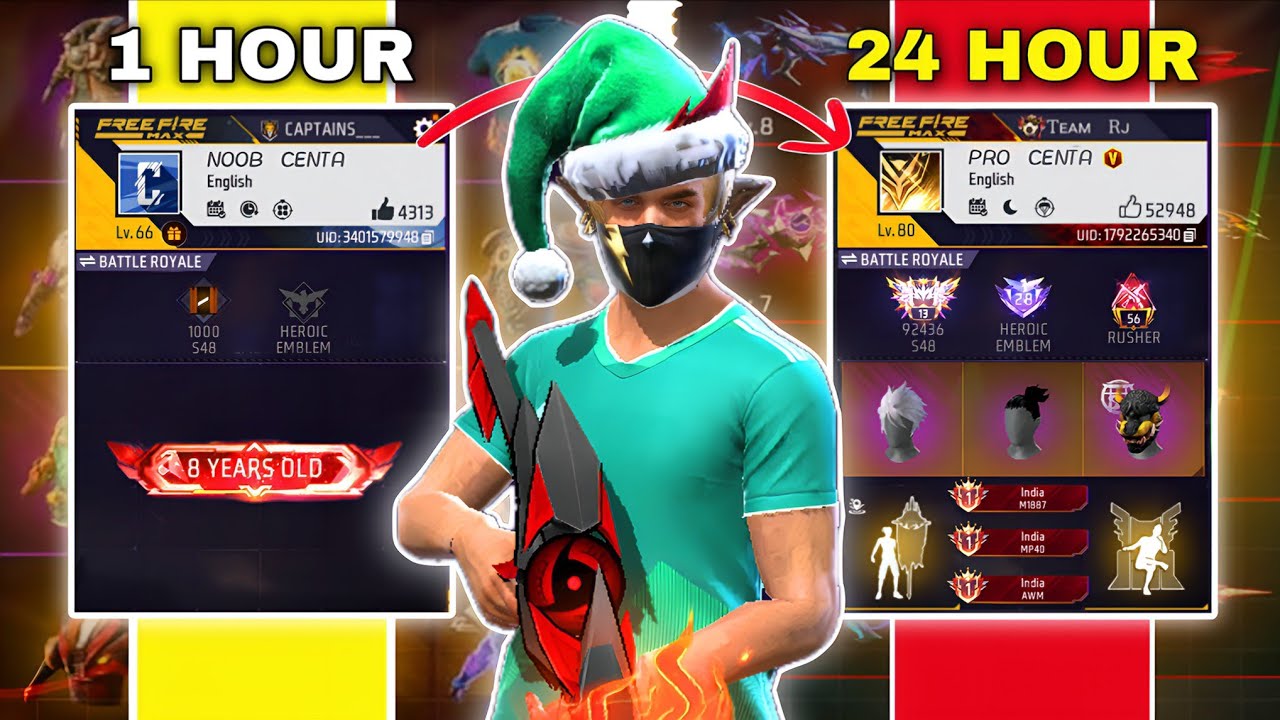 Transforming My 5 years Old 🥵 Free Fire I'd 📈 Into a Pro I'd !! | Onetap Centa FF ✅ #garenafreefire 