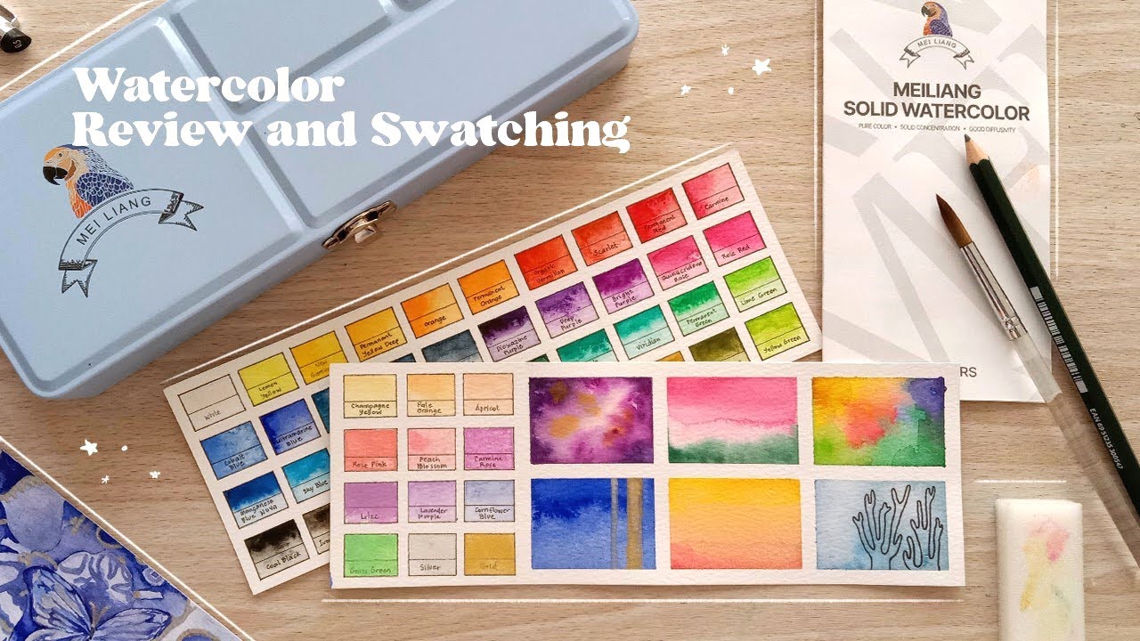 Watercolor Review & Swatching + Speedpaint / Paul Rubens' MeiLiang 52 colors watercolor set