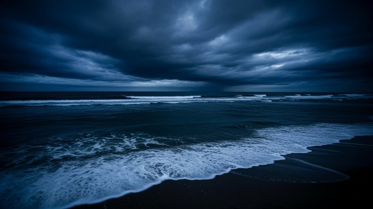 Sleep Peacefully by the Ocean | Rolling Waves for Deep Sleep | 8 Hours Dark Screen