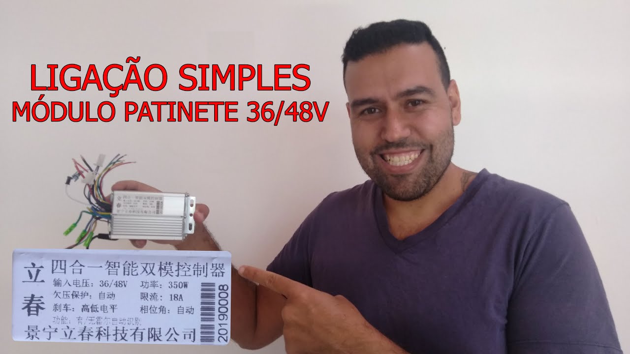 Como Ligar Controlador de Patinete Elétrico 36/48v 350w 18A