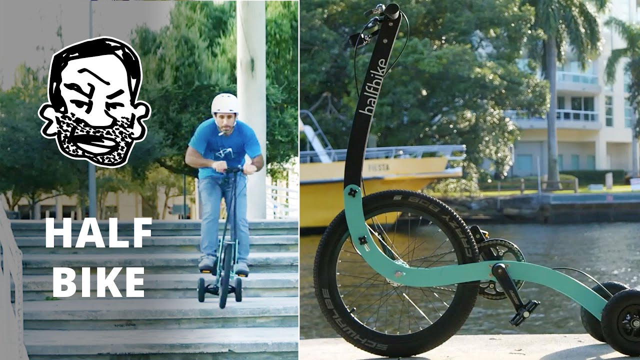 Безумный трёхколёсный велосипед с задним рулевым колесом! - The Halfbike