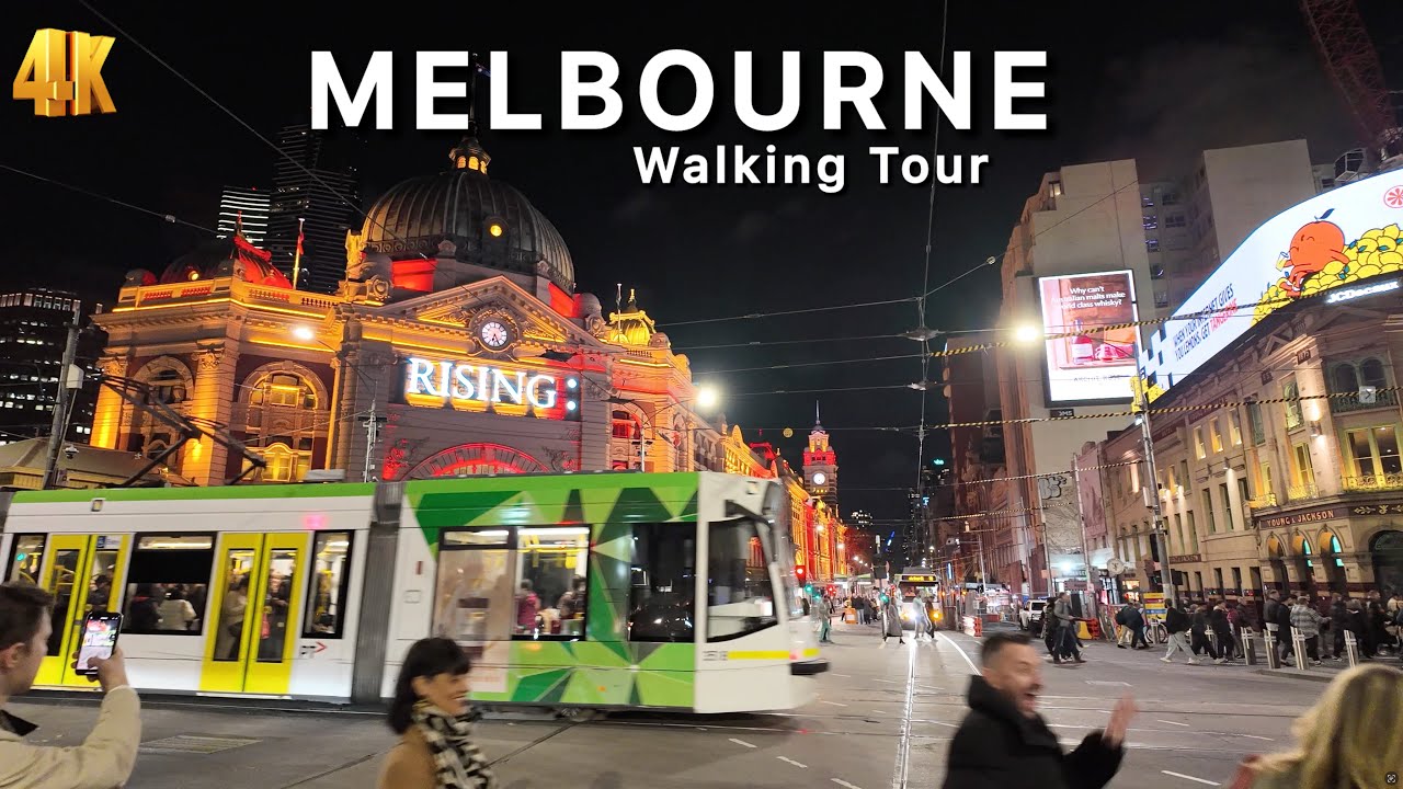 Melbourne City CBD Walking Tour at Night 2024 Australia