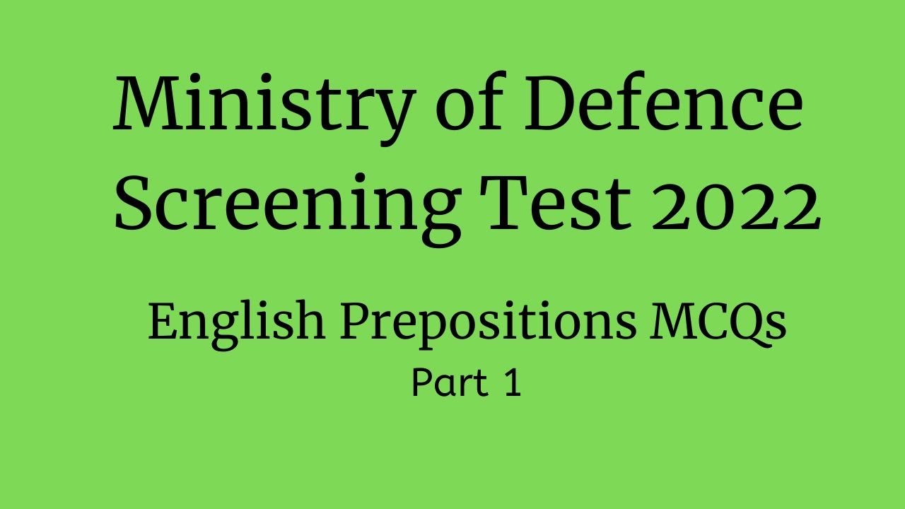 Ministry of Defence Jobs 2022 English MCQs | MOD 2022 Test preparation for English MCQs Part 1
