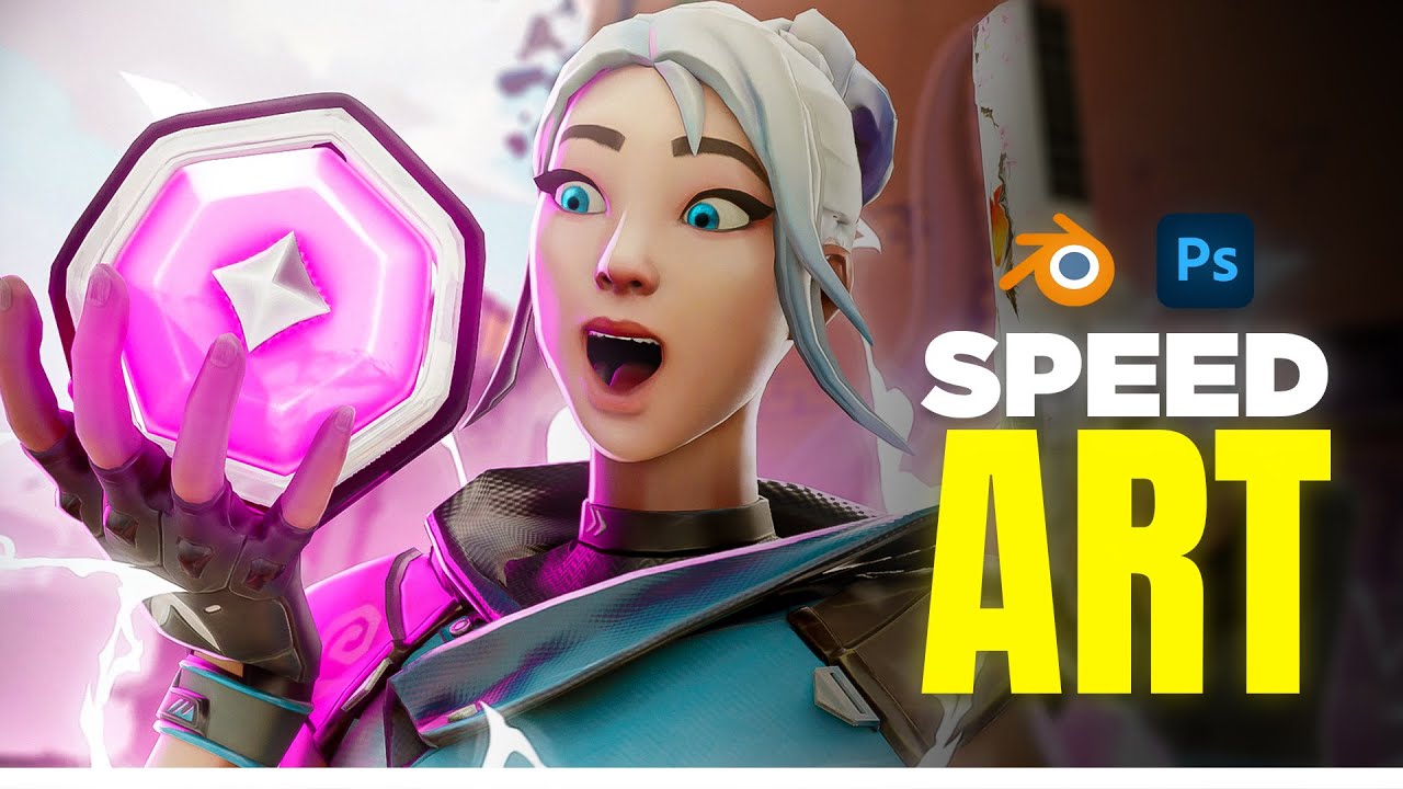 COMO HACER MINIATURAS de VALORANT | Valorant Thumbnail Speed Art (Blender + Photoshop)