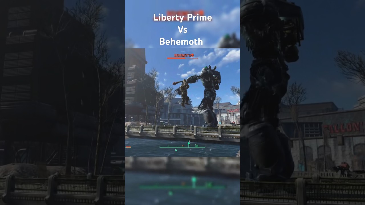 Liberty prime kills behemoth #youtubeshorts #gaming #falloutgame #fallout4 ￼
