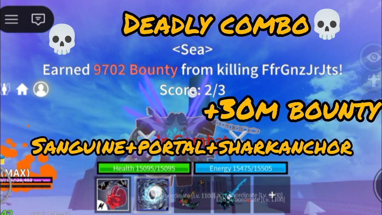 BOUNTY HUNTING IN BLOX FRUIT WITH SANGUINE AND SHARK ANCHOR DEADLY ONE SHOT COMBO💀