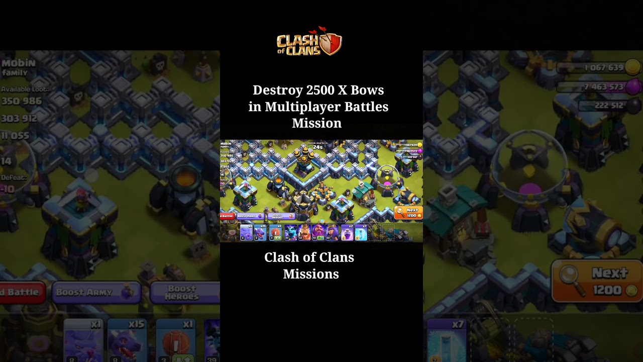Destroy 2500 X Bows in Multiplayer Battles Mission | Clash of clans missions | Nasar Nature