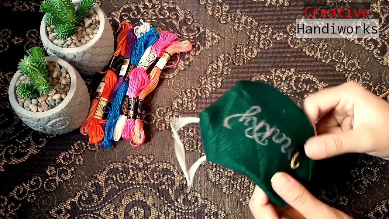 HOW TO MAKE EMBROIDERED NAME ON FACE MASK | CREATIVE HANDIWORKS