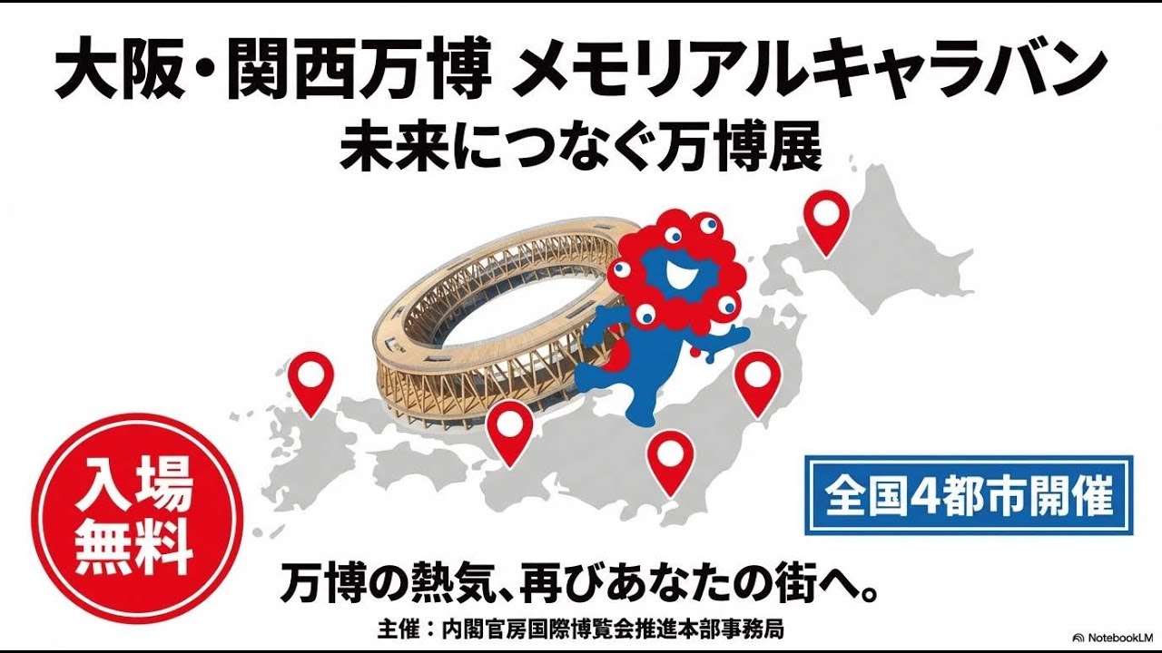【2026年最新】あの感動をもう一度！大阪・関西万博メモリアルキャラバンが全国4都市で開催決定！名称未設定のデザイン