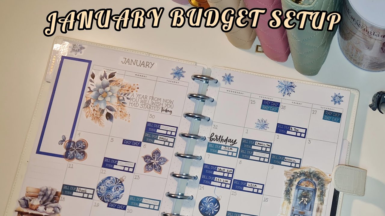January 2026 Budget Set-up | Paper budget planner  + decorative stickers
