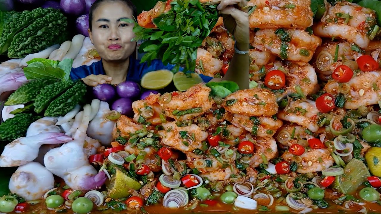 ก้อยกุ้ง(พล่ากุ้ง)โตไหญ่เนื้อหวานๆแกล้มผักบ้านๆแซ่บเข้ากันคักจ้า|5มีนาคม2025