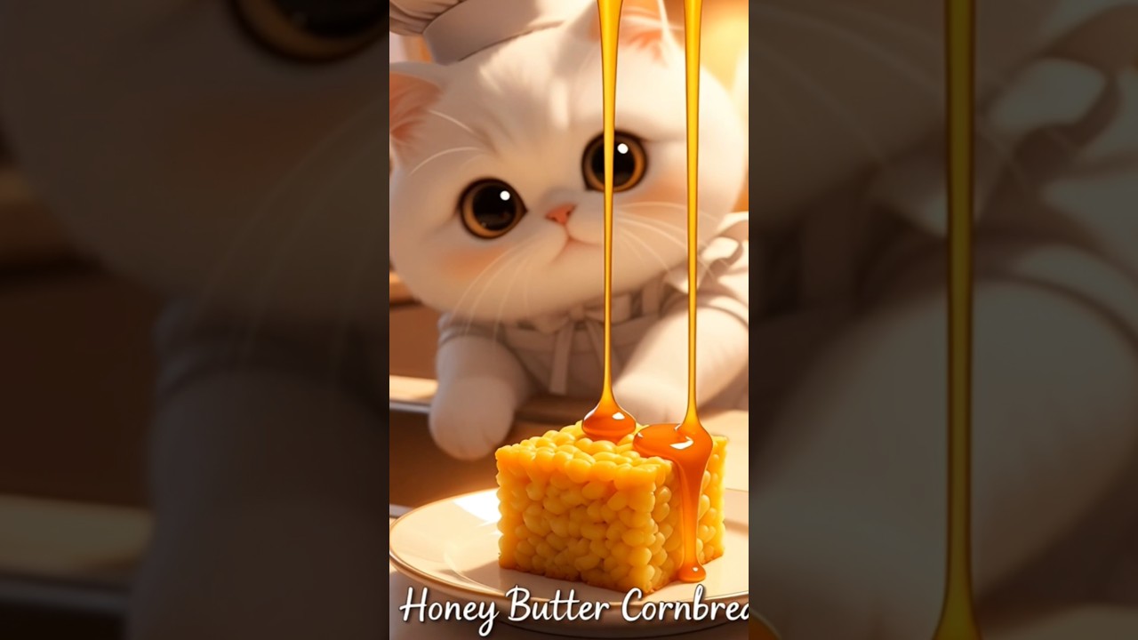 Chef Cat Makes Honey Butter Cornbread 🍯🧈 | Cozy Aesthetic Cooking (SO SOFT!) 