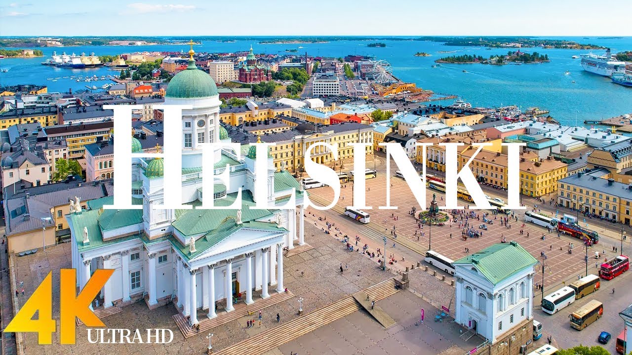 Helsinki 4K drone view • Amazing aerial views of Helsinki | Relaxation film with calming music