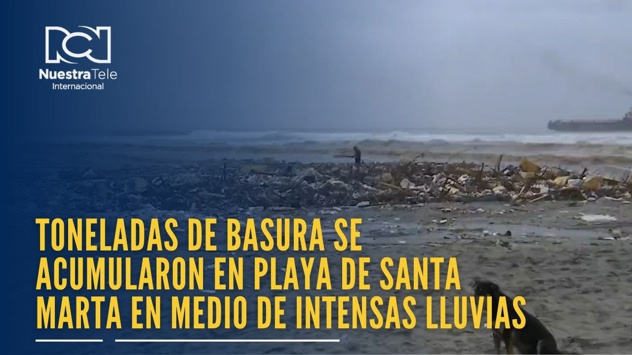 Toneladas de basura se acumularon en playa de Santa Marta en medio de intensas lluvias
