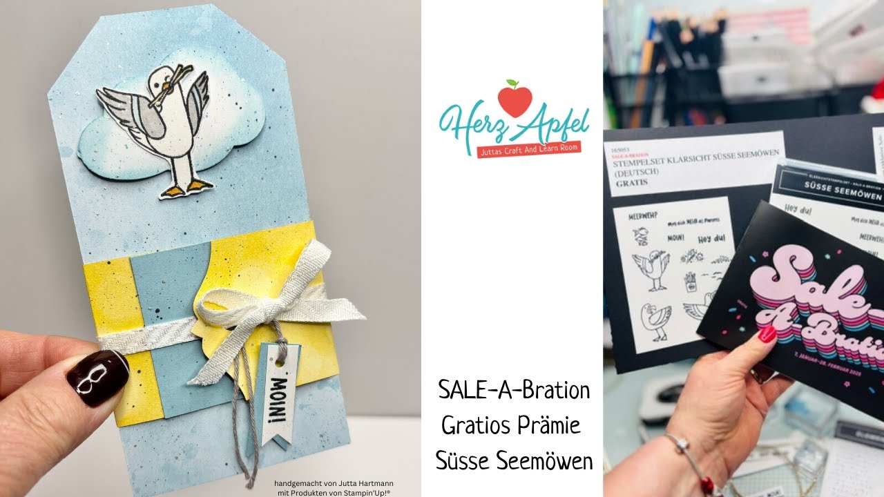 Stampin’Up! Süsse Seemöwen Anleitung Tag Karte mit Banderole Einfach und schnell auch für Anfänger!